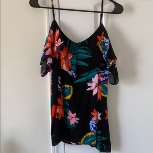 Floral cold-shoulder top